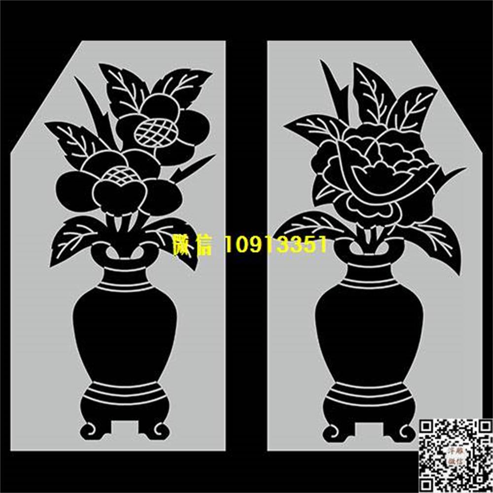 精雕图200牡丹花瓶精雕图线雕图线条图单线铣底图_电脑雕刻plt文泰矢量图精雕图浮雕图